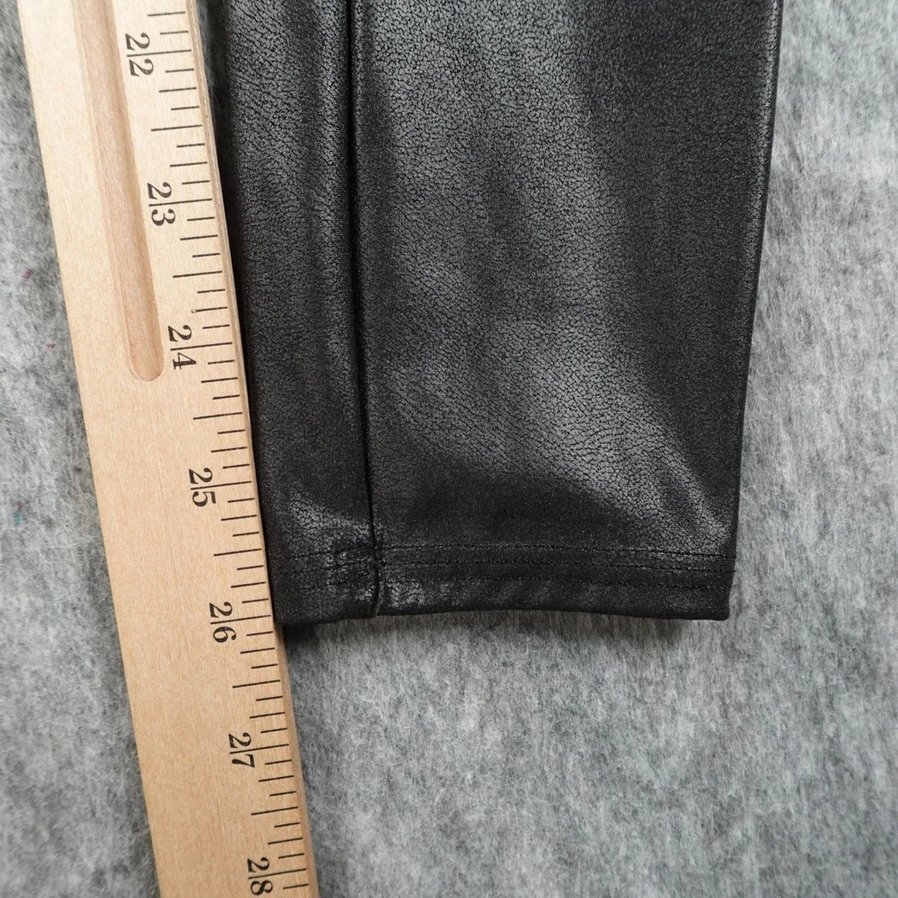 Spanx Leggings Women Medium Black Faux Leather High Waisted‎ Slimming Moto Edgy
